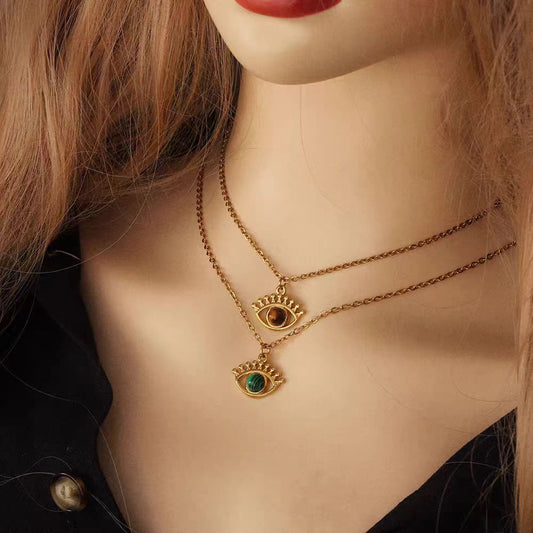 Tiger’s Eye Gold-Plated Eye of Horus Pendant