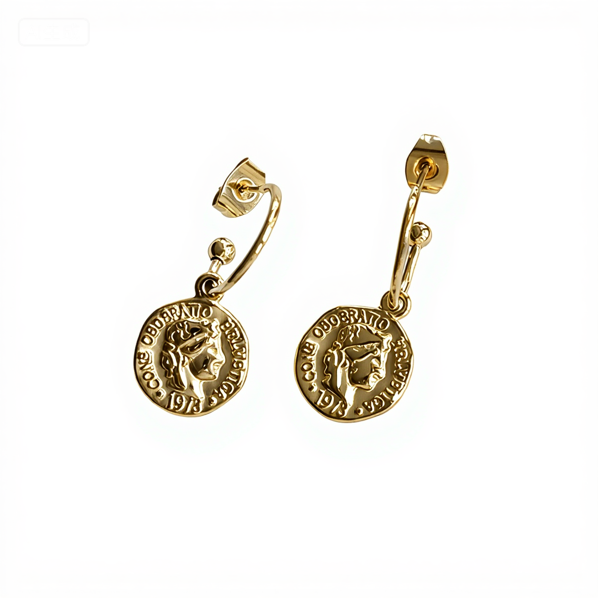 FerriChic Vintage Gold Cameo Earrings