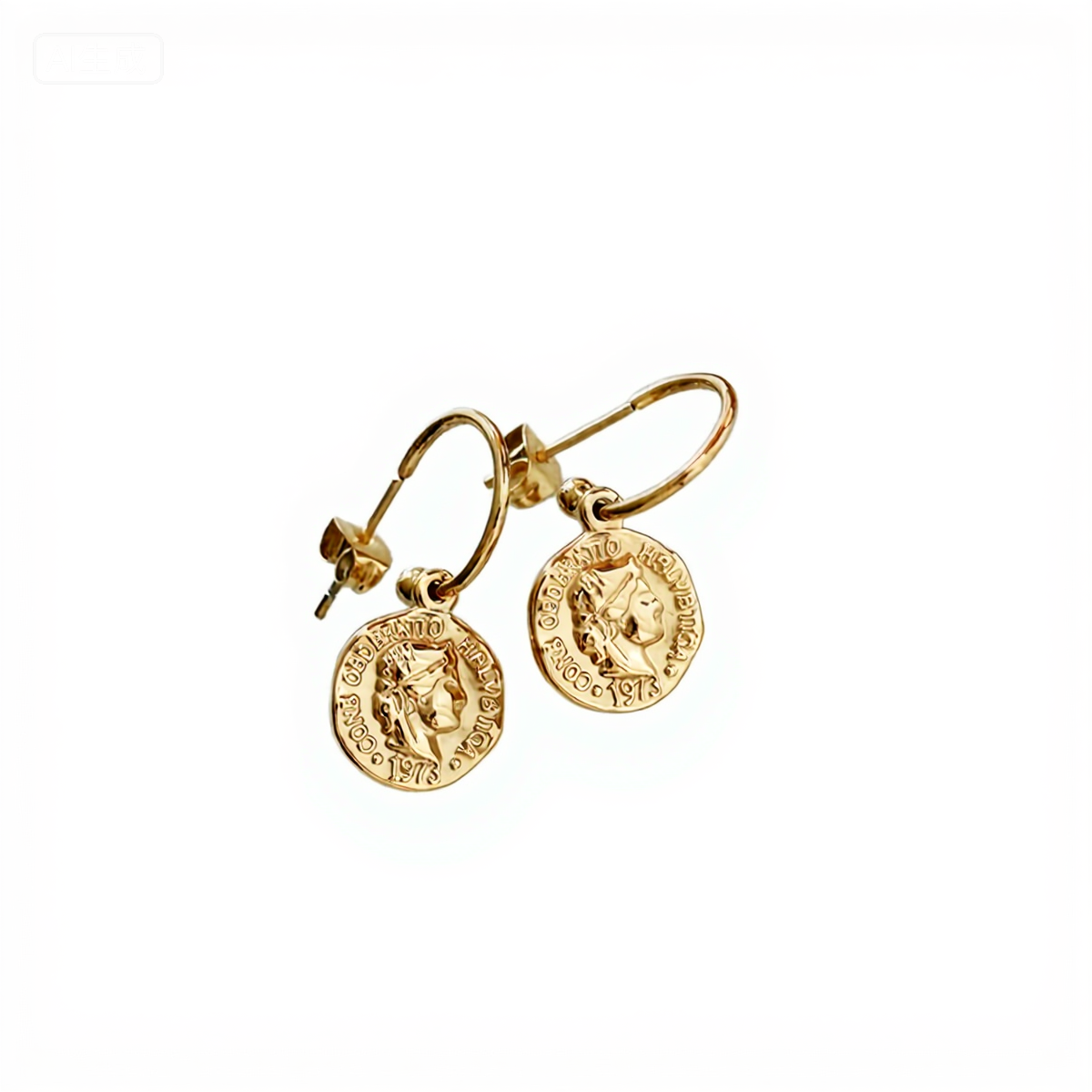 FerriChic Vintage Gold Cameo Earrings