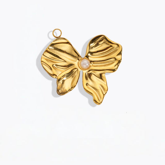 Golden Ribbon Pearl Pendant